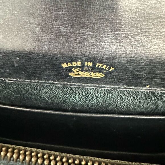 Gucci black leather web accent and gold GG lock shoulder - Picture 13 of 16